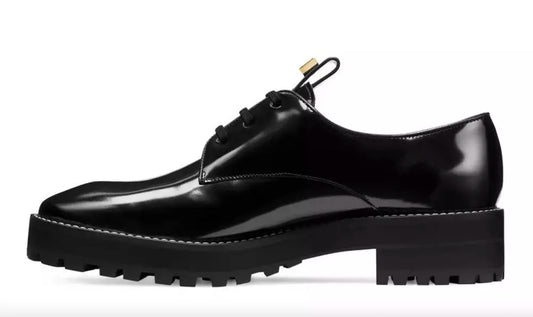 Black Leather Flat Shoe