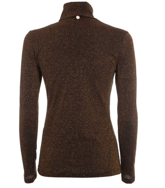 Luxe Brown Lurex Turtleneck Sweater