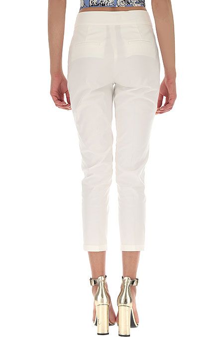 Chic White Cigarette Pants with Side Pockets
