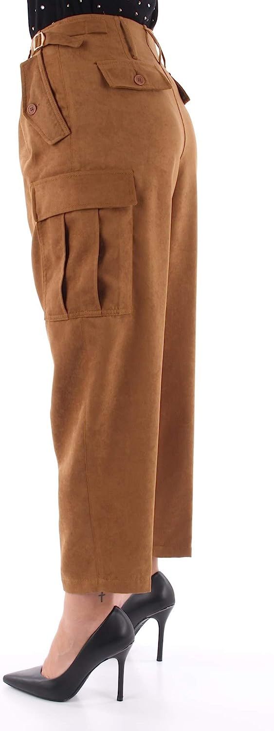 Suede Cargo Pants with Gold Accents