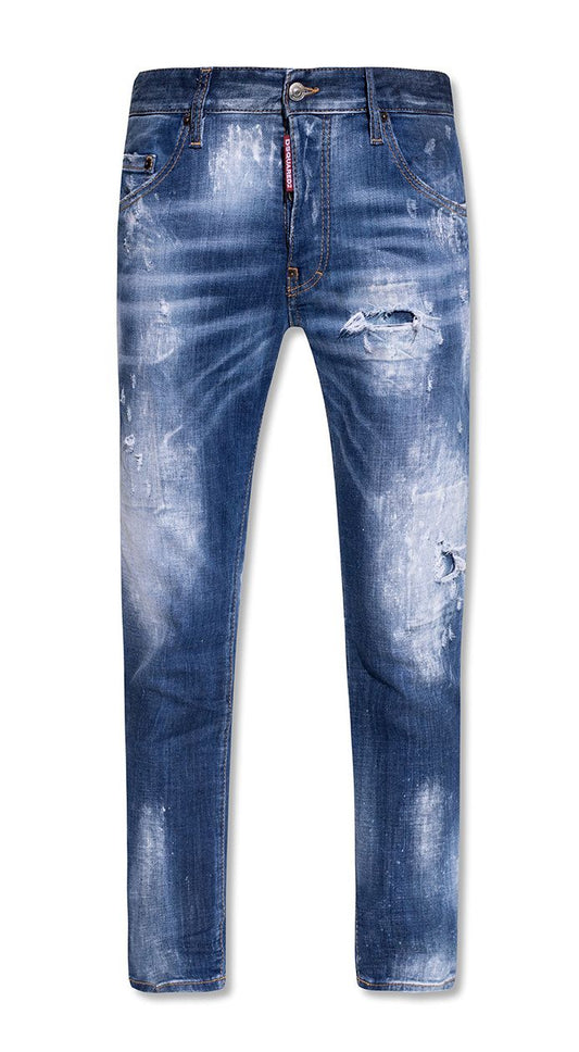 Skater Distressed Jeans with Paint Splatter