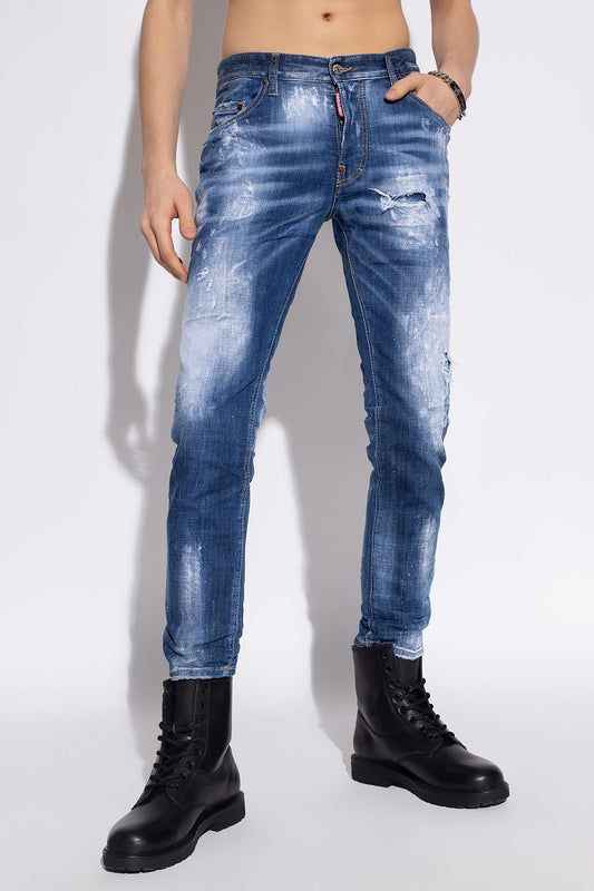 Skater Distressed Jeans with Paint Splatter