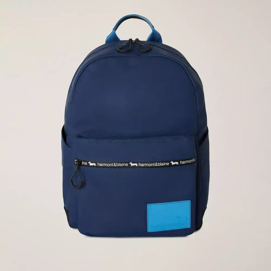 Navy Blue Designer Backpack with Logo Detail