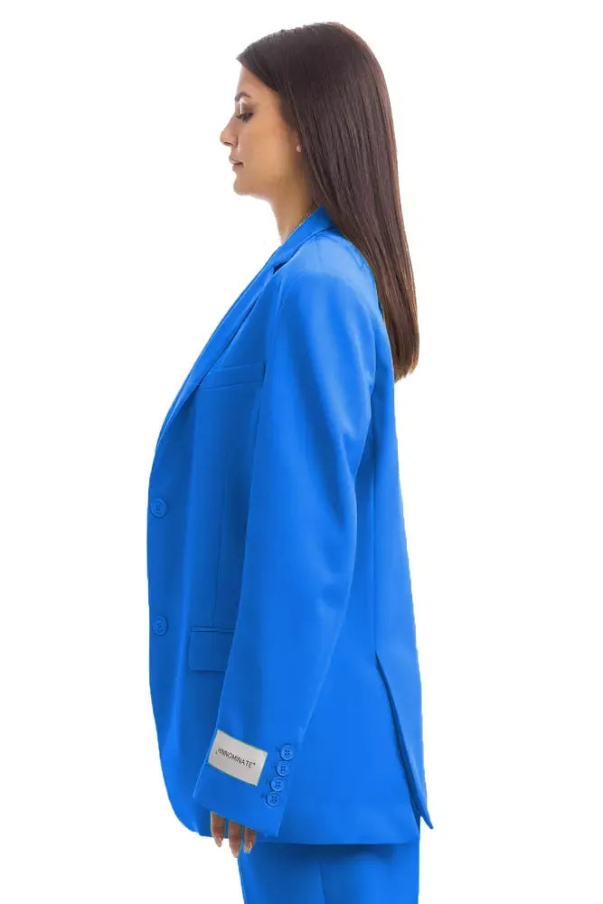Chic Blue Over Jacket with Shoulder Pads
