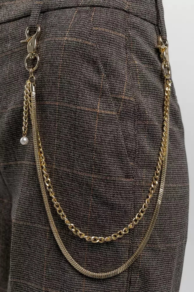 Plaid Bermuda Shorts with Chain Detail