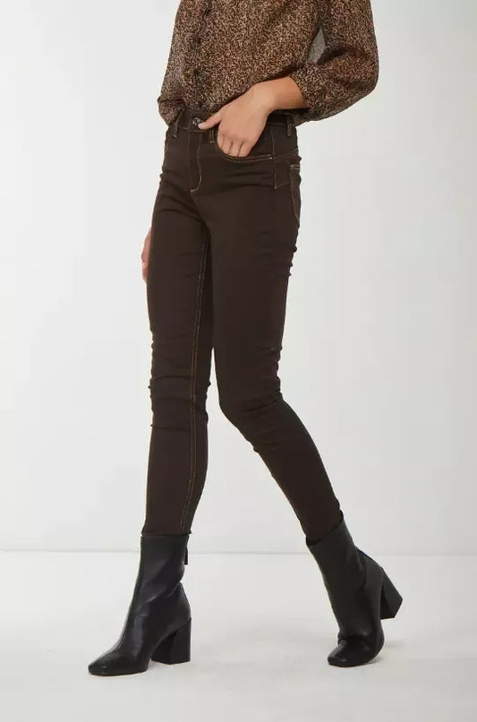 High-Waisted Slim Fit Trousers With Seams Detail