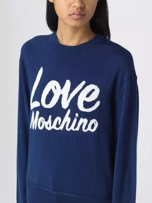 Chic Blue Sweater with Contrast Front Design
