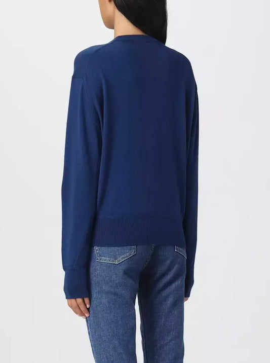 Chic Blue Sweater with Contrast Front Design