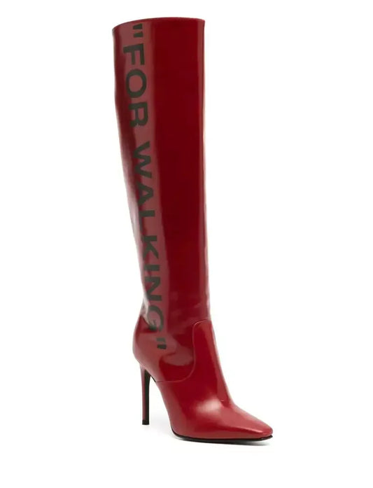 Chic Scarlet Patent Leather Stiletto Boots