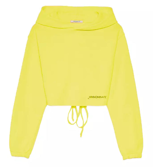 Chic Yellow Cotton Hooded Sweatshirt