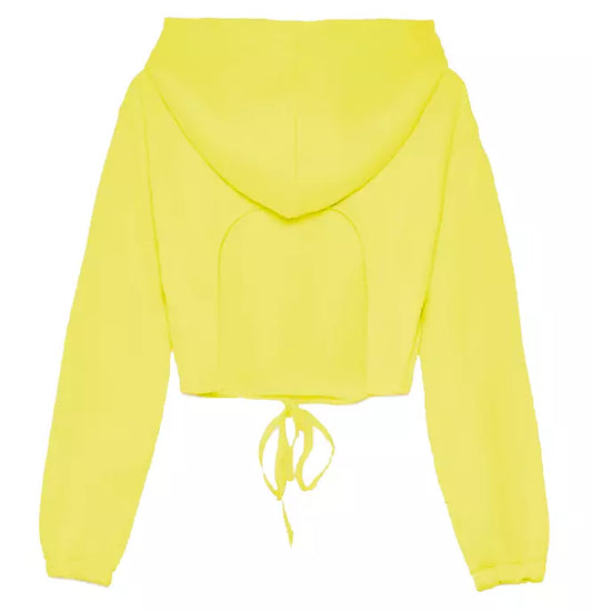 Chic Yellow Cotton Hooded Sweatshirt