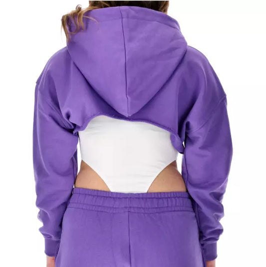 Chic Purple Hooded Cotton Sweater