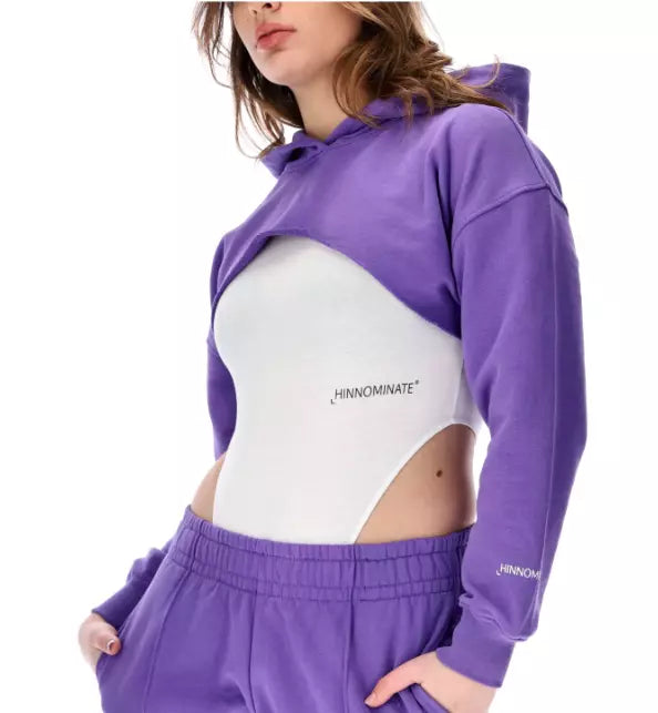 Chic Purple Hooded Cotton Sweater