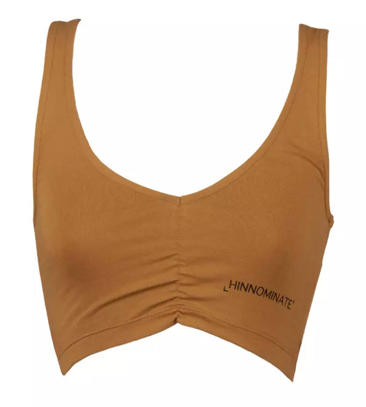 V-Neck Stretch Cotton Top in Brown
