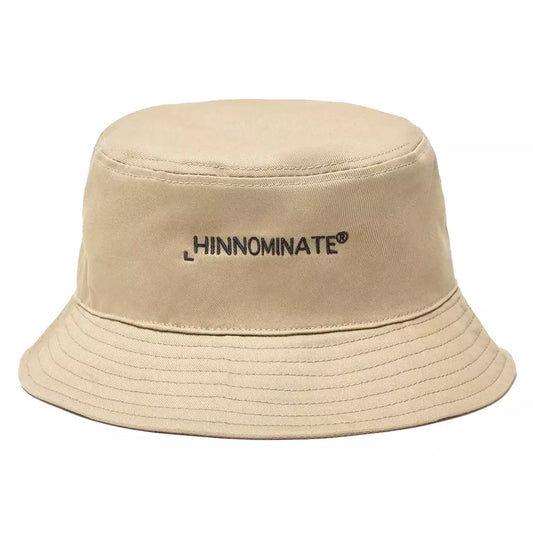 Chic Beige Cotton Bucket Hat with Embroidery