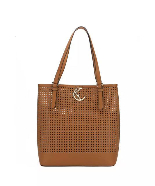 Chic Faux Leather Woven Tote with Clutch