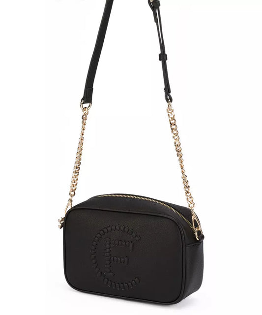 Elegant Black Faux Leather Shoulder Bag