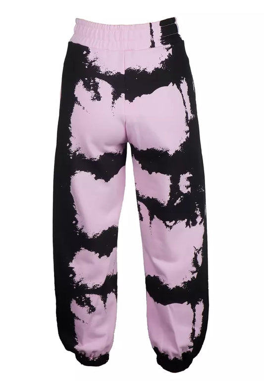 Chic Pink Print Cotton Track Pants