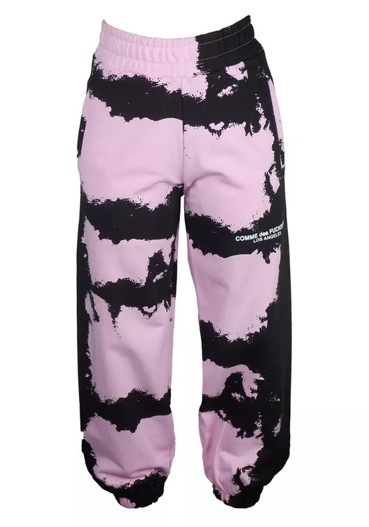 Chic Pink Print Cotton Track Pants