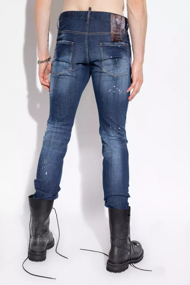 Cool Guy Distressed Tapered Jeans with Splatter Effect