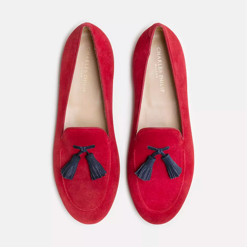 Elegant Suede Leather Moccasins with Tassel Detail