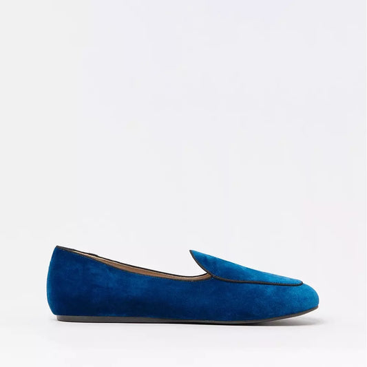 Blue Leather Flat Shoe