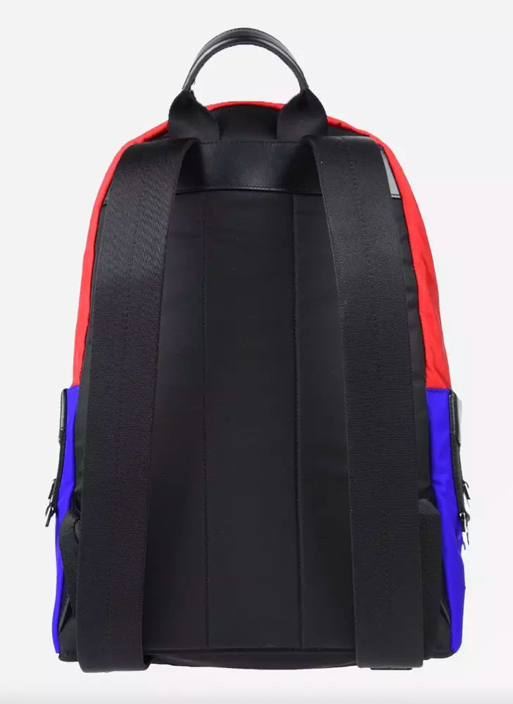 Elegant Red Nylon Backpack with Leather Details