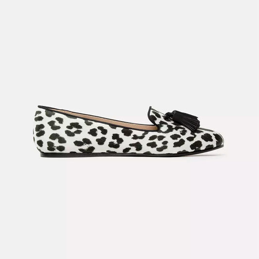 Elegant Tassel Leopard Silk Loafers