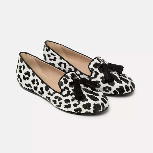 Elegant Tassel Leopard Silk Loafers