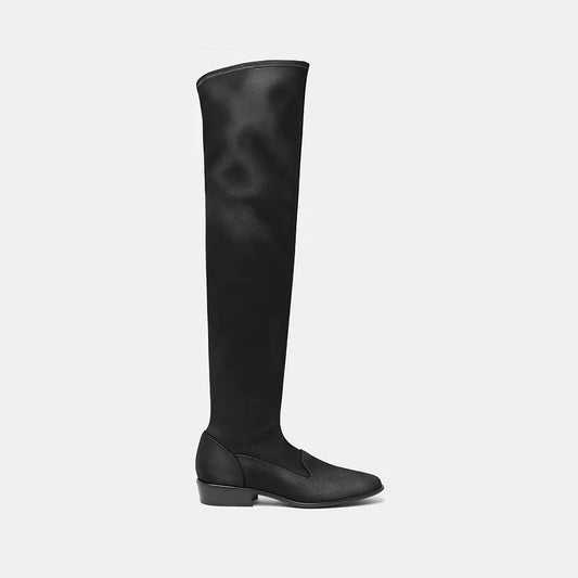 Elegant Black Leather Knee-High Boots