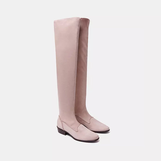 Beige Leather Boot