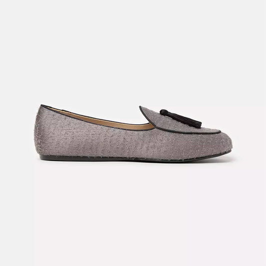Elegant Textured Gray Slip-On Loafers