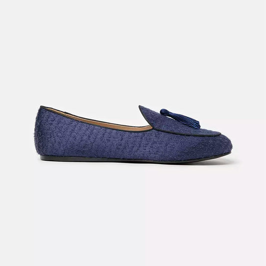 Silk Fabric Tassel Loafers in Erben Blue