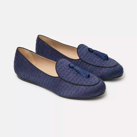 Silk Fabric Tassel Loafers in Erben Blue