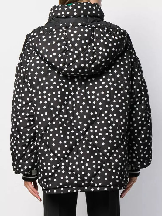 Chic Reversible Polka Dot Hooded Jacket
