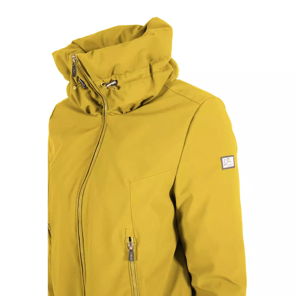 Chic Short Padded Jacket with Cowl Neck - Mellow Yellow
