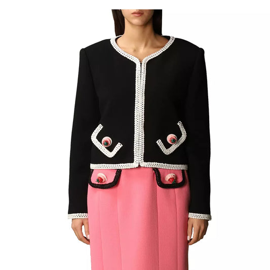 Elegant Embroidered Wool Jacket with Appliqué