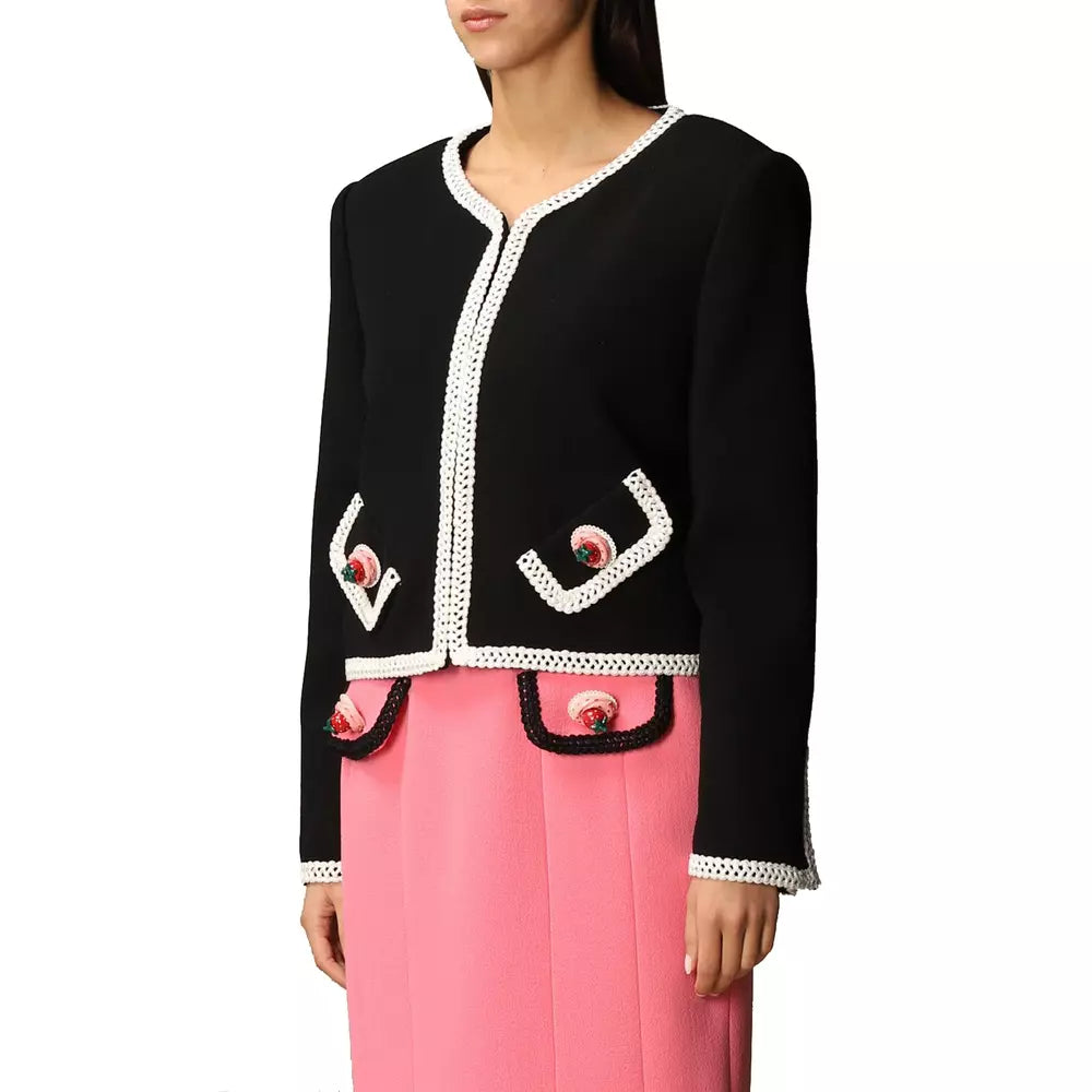 Elegant Embroidered Wool Jacket with Appliqué