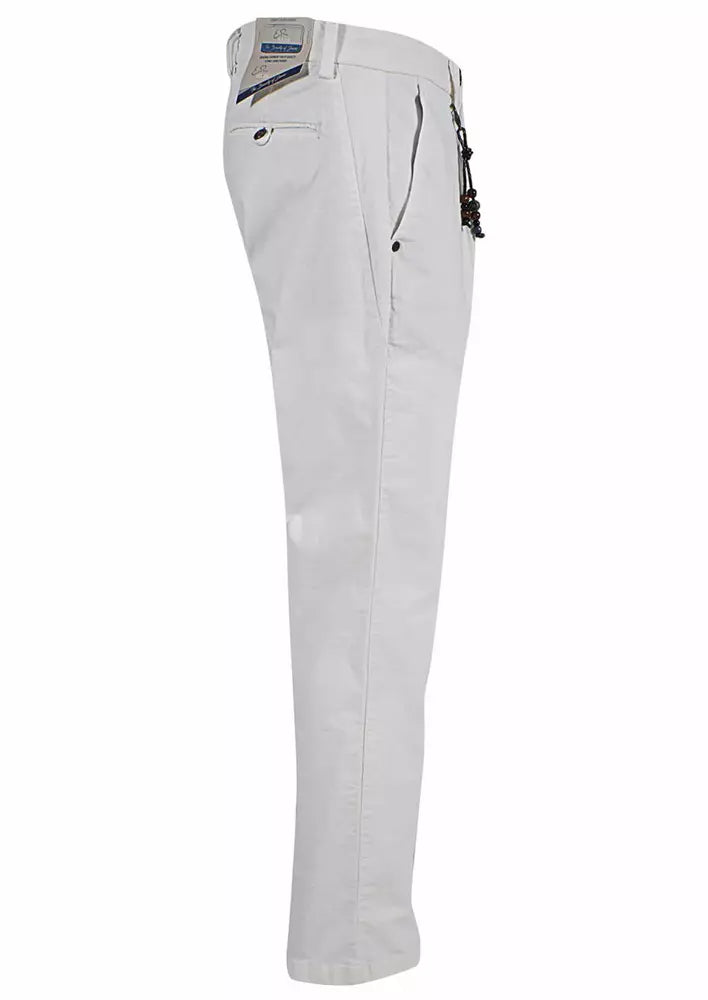 Elegant White Chino Trousers with Pleats