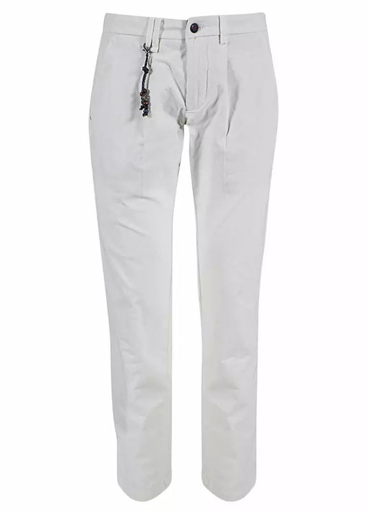 Elegant White Chino Trousers with Pleats