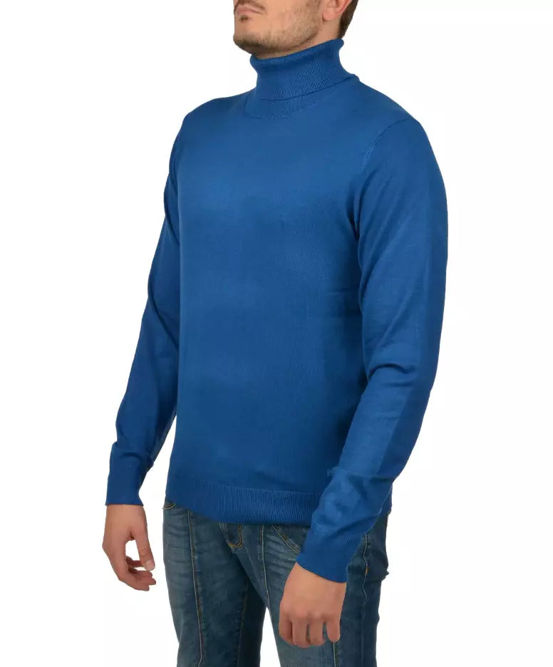 China Blue Viscose Turtleneck Sweater