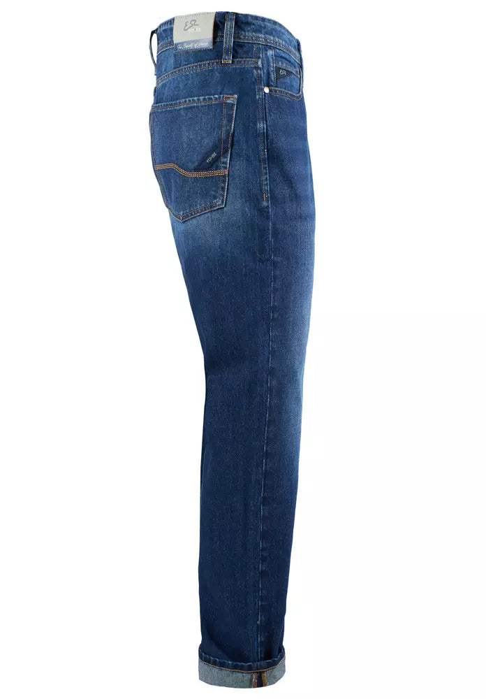 Chic Regular Fit Blue Cotton Jeans for Men