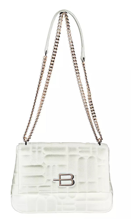 Chic White Leather Crossbody Bag with Logo Detail