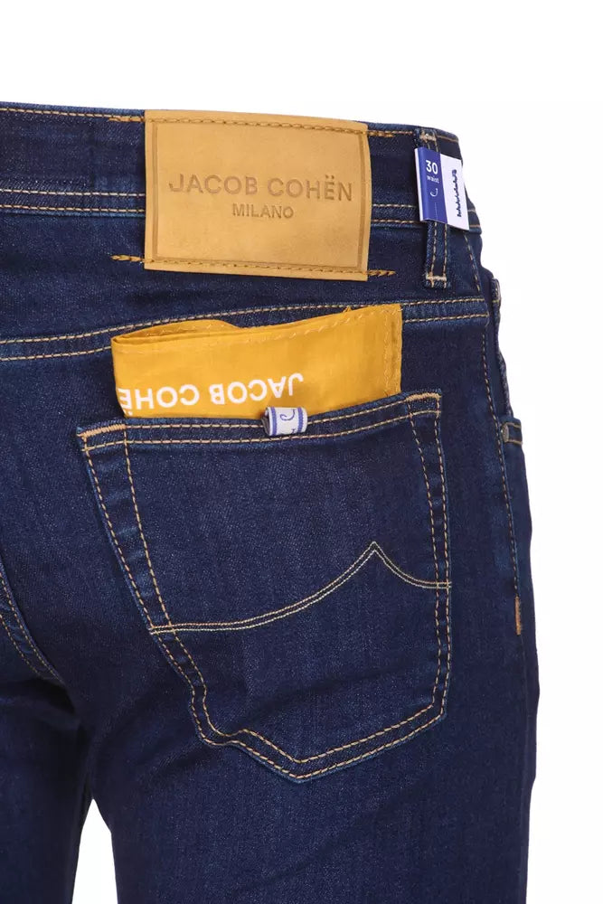 Elegant Blue Nick Jeans with Yellow Accents