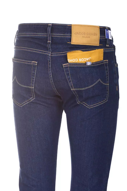 Elegant Blue Nick Jeans with Yellow Accents