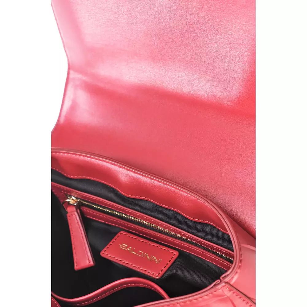 Elegant Red Calfskin Shoulder Bag with Chain Strap