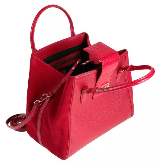 Elegant Calfskin Croco-Print Handbag