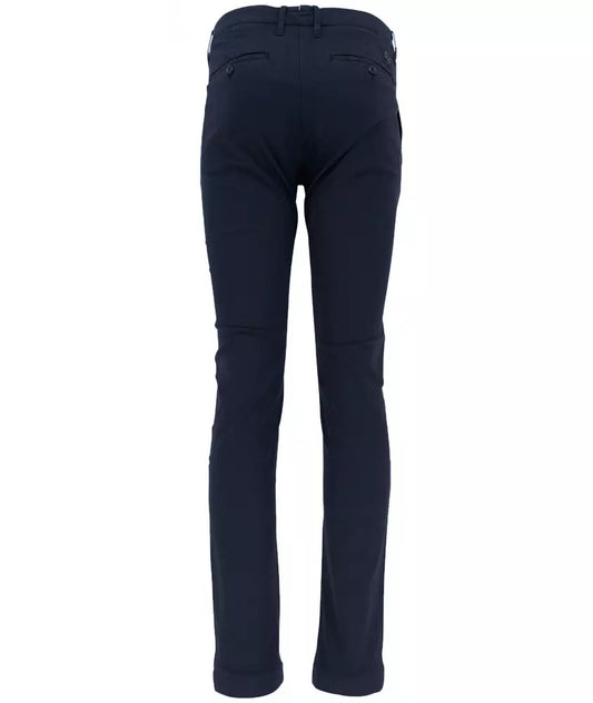 Navy Blue Cotton Chino Pants - Slim Fit