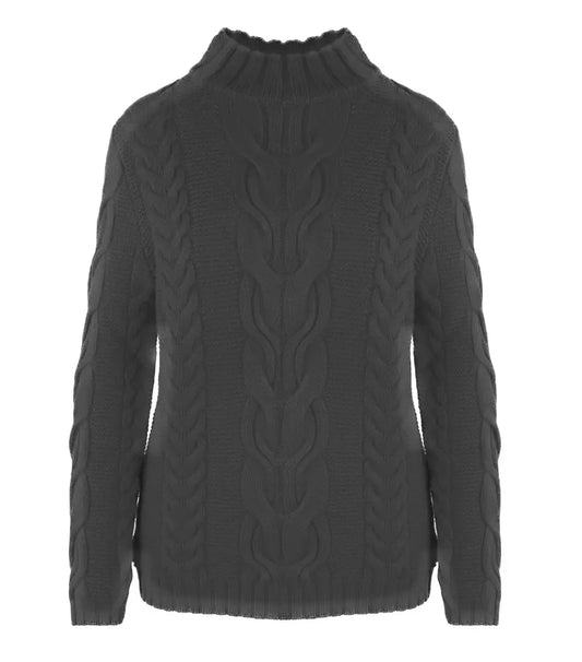 Chic Wool-Cashmere Braided Turtleneck Sweater