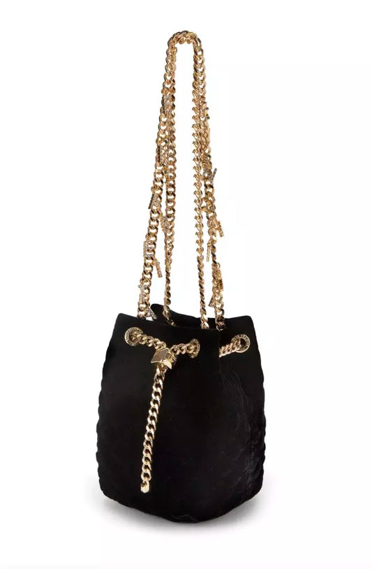Chic Velvet Mini Bucket Bag with Gourmette Chain